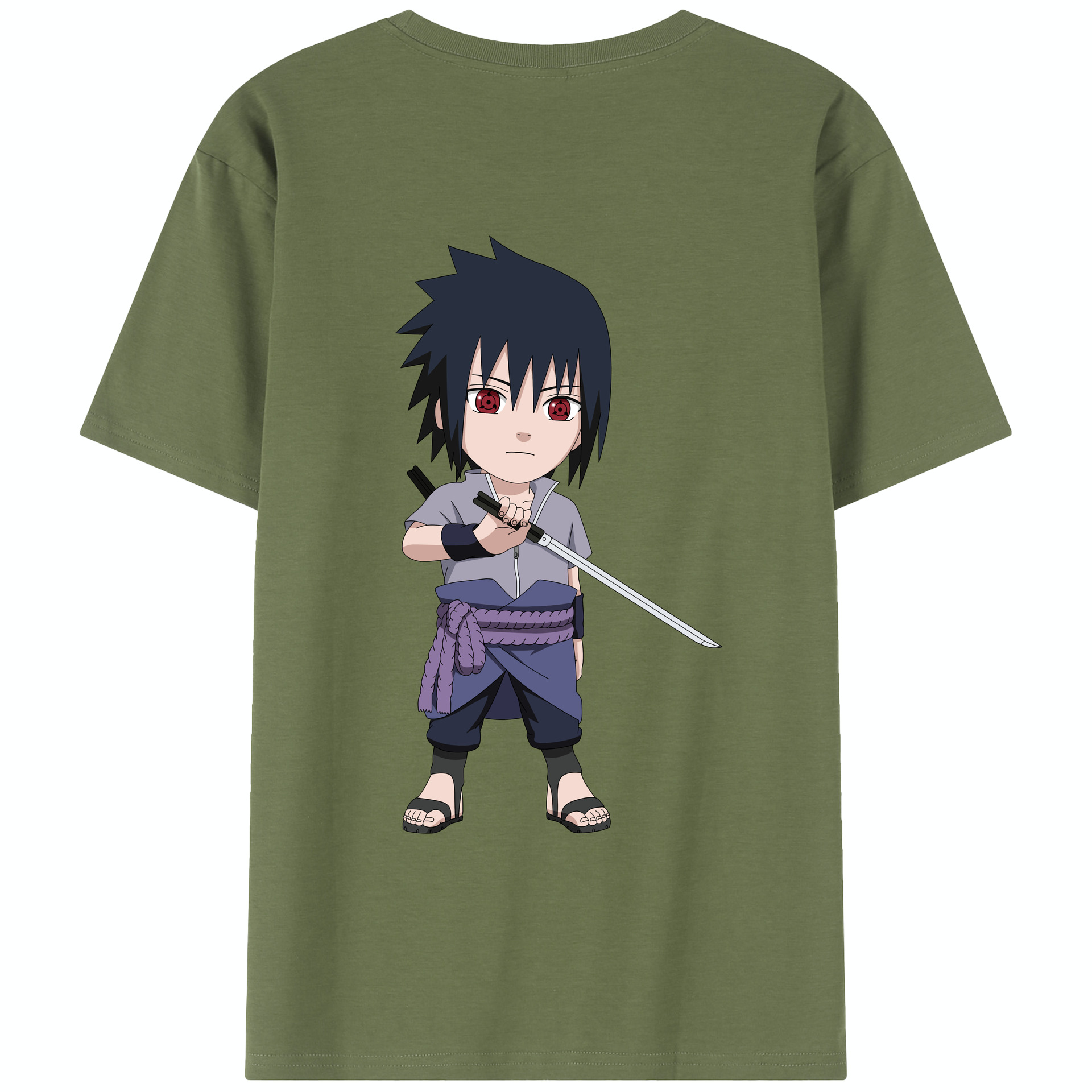 （画像用） NARUTO -ナルト- うちは サスケ Uchiha Sasuke 綿100％半袖Tシャツ（背面プリント）